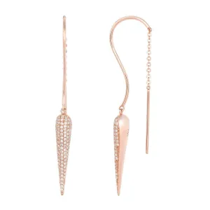 Long Horn Diamond Threader Chain Earrings