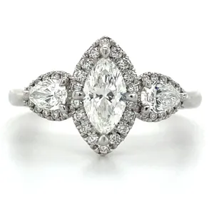 Lydia - Platinum Earth Grown Marquise Halo Engagement Ring