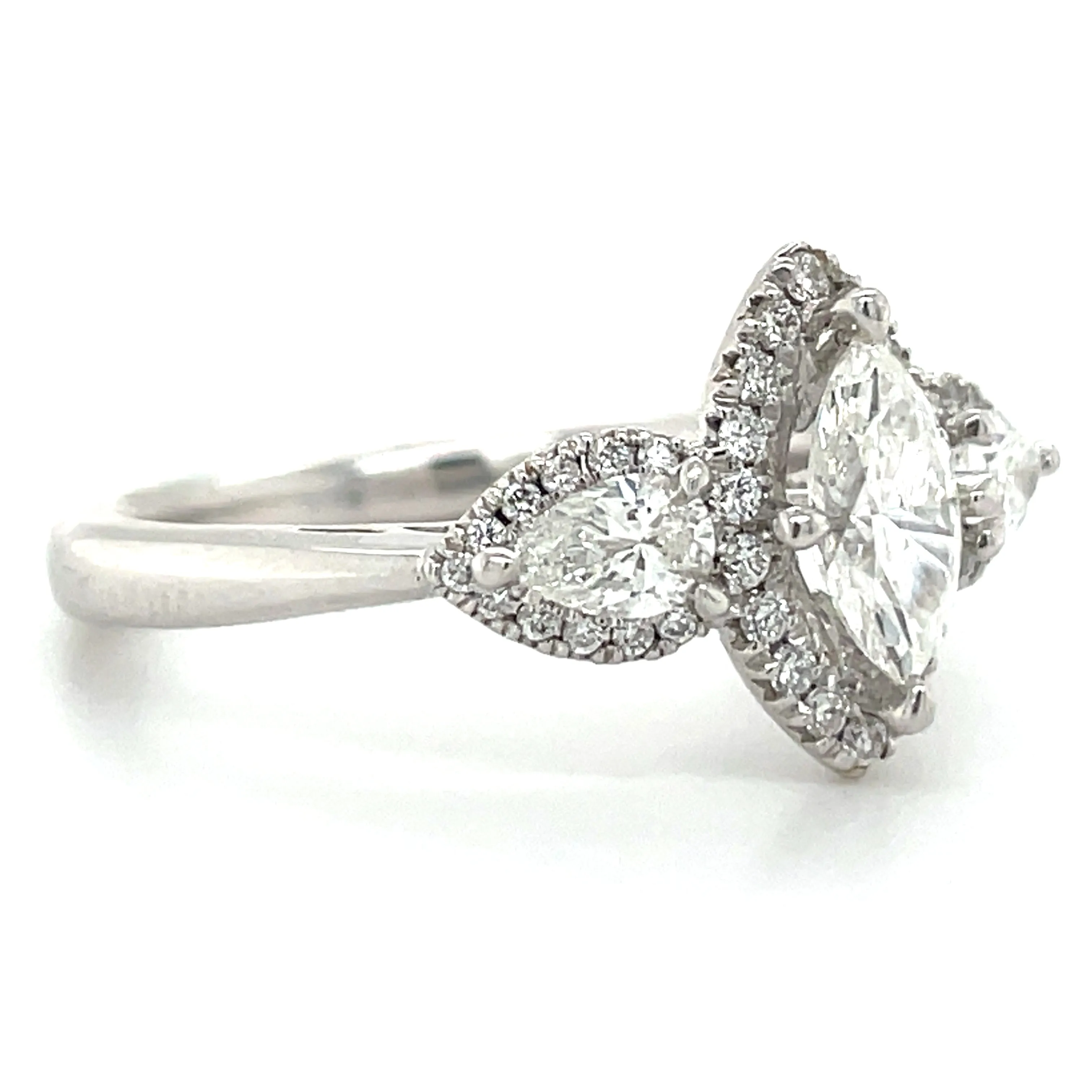 Lydia - Platinum Earth Grown Marquise Halo Engagement Ring