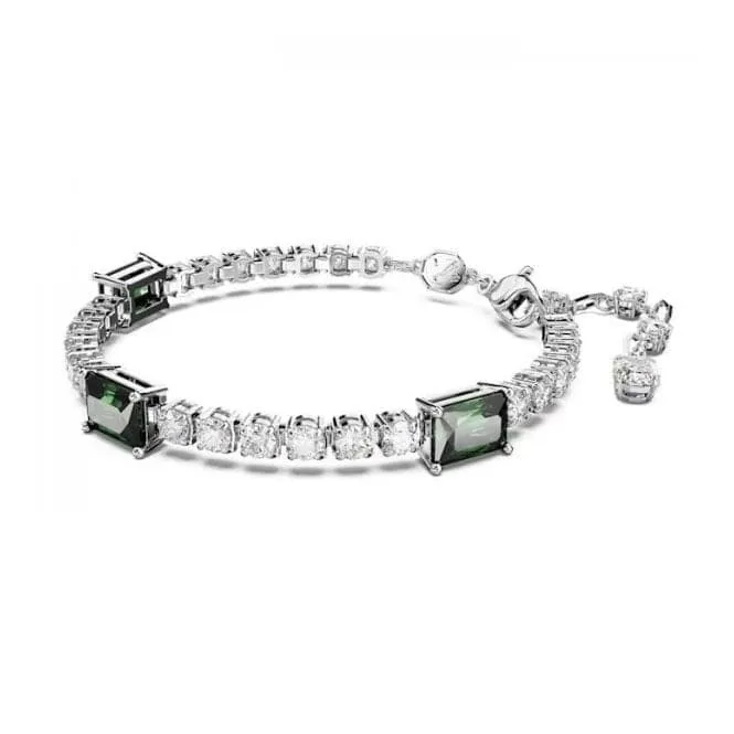 Matrix Mixed Cuts Green Rhodium Plated Tennis Bracelet 5666422