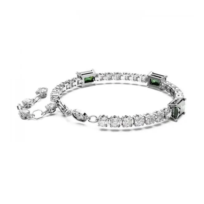 Matrix Mixed Cuts Green Rhodium Plated Tennis Bracelet 5666422