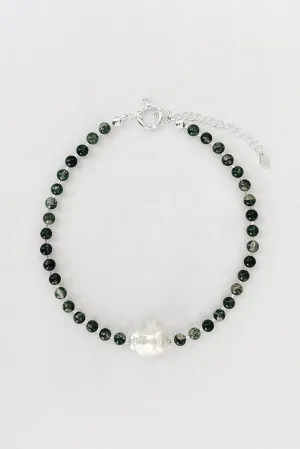 Mila Necklace (Green Moss Agate)