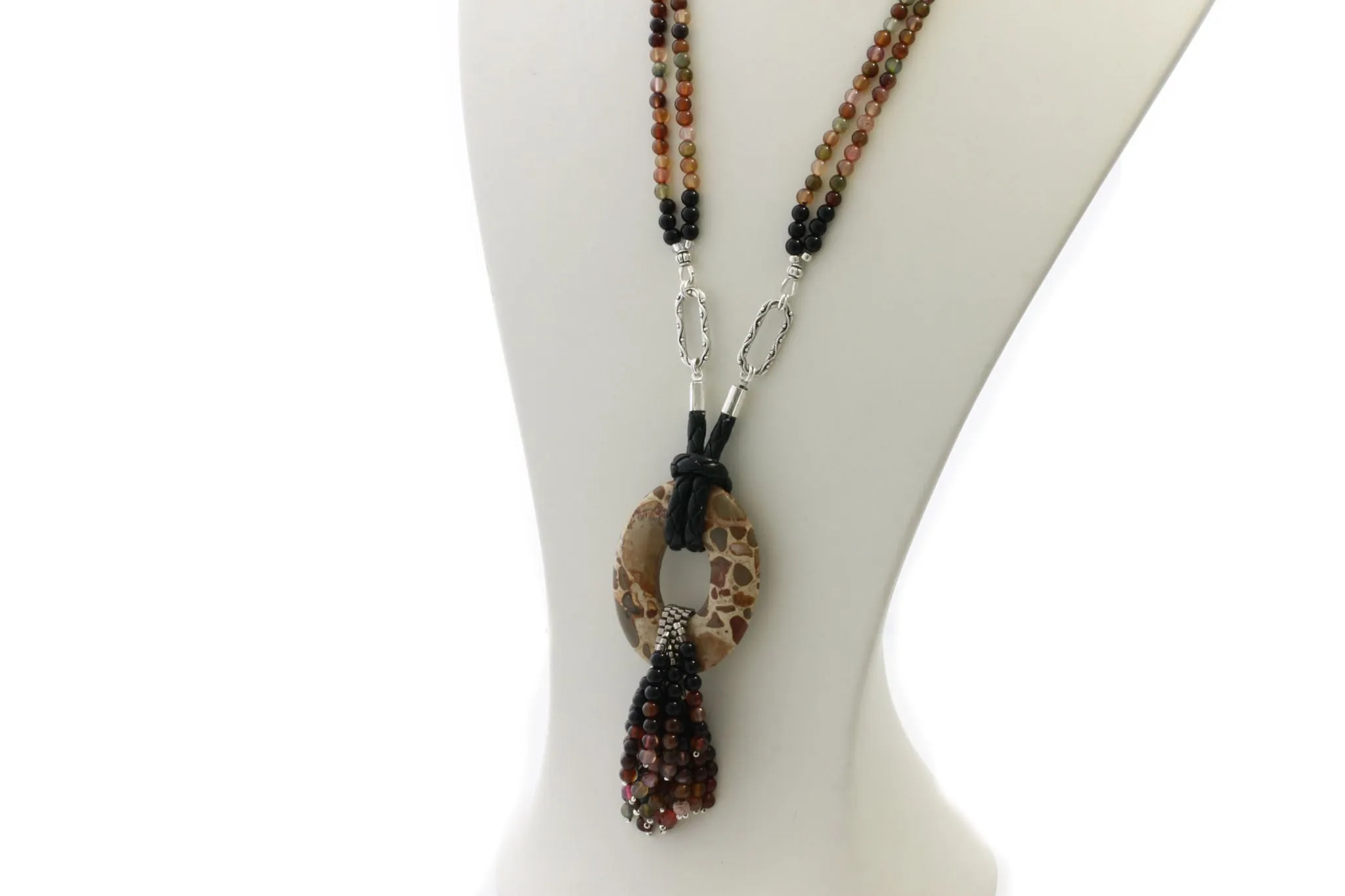 Mothers Day Gift, Jasper and Agate Pendant Necklace | KTC-315