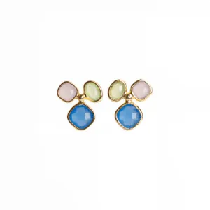 Multi Pastel Gemstone Stud Earring