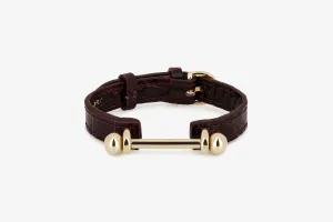 Music Bar Bracelet - Croc-Embossed Leather Burgundy