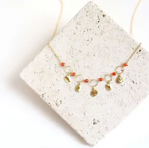 Orange Chalcedony Mini Chain Loop Necklace