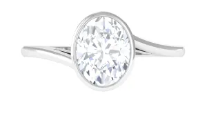 Oval Shape Lab Grown Diamond Solitaire Bypass Ring