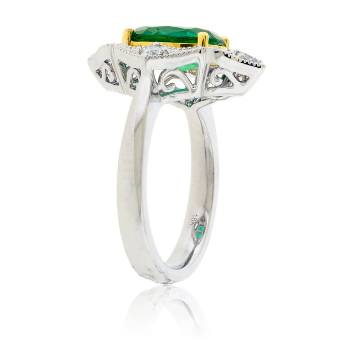 Oval Shaped Emerald & Diamond Accented Ring