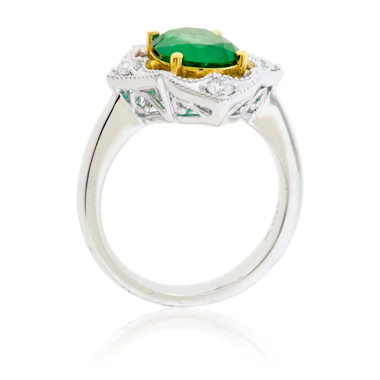 Oval Shaped Emerald & Diamond Accented Ring