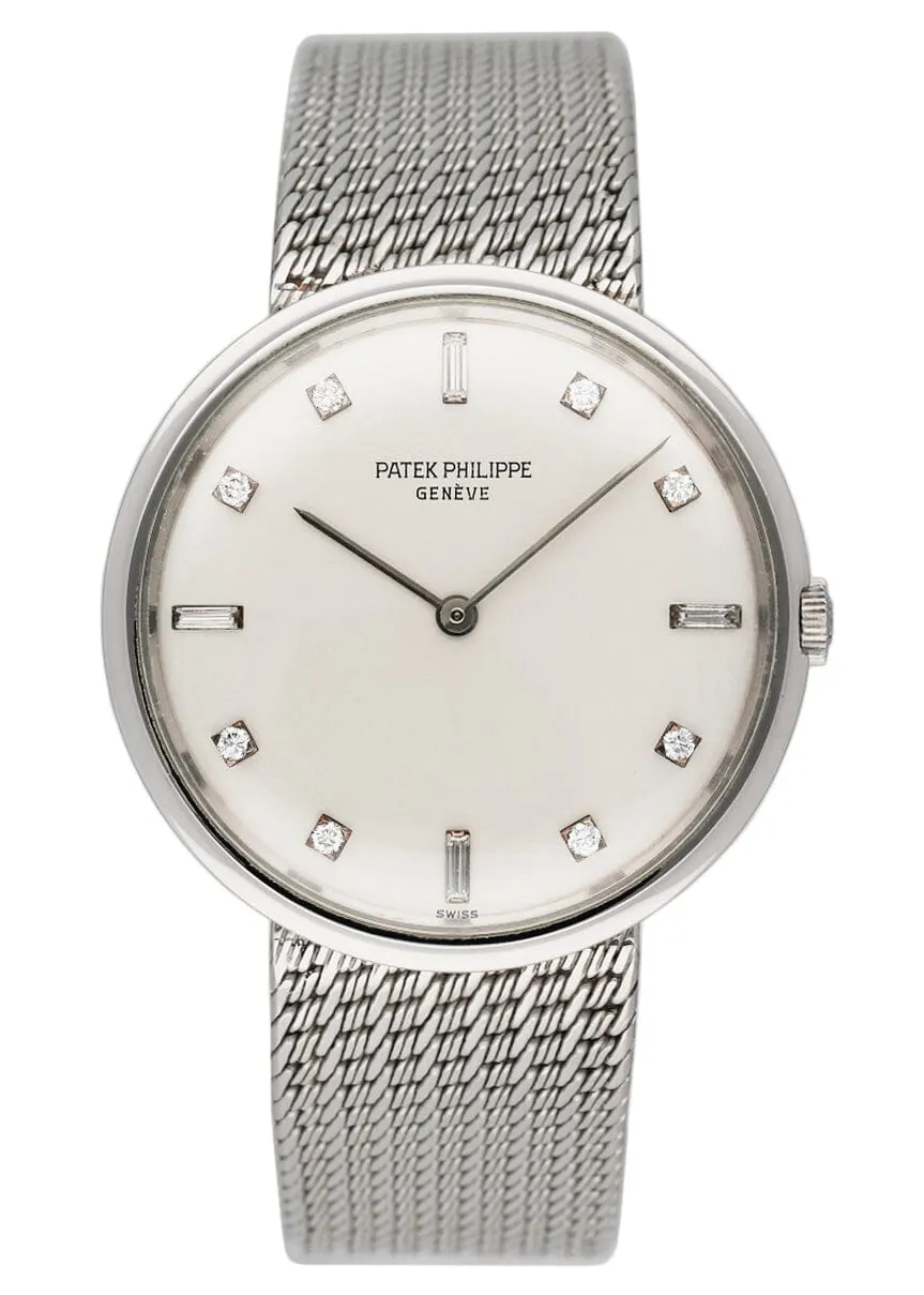 Patek Philippe Calatrava 2591 Diamond Dial Platinum Mens Watch