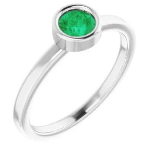 Platinum 4.5 mm Lab-Grown Emerald Ring