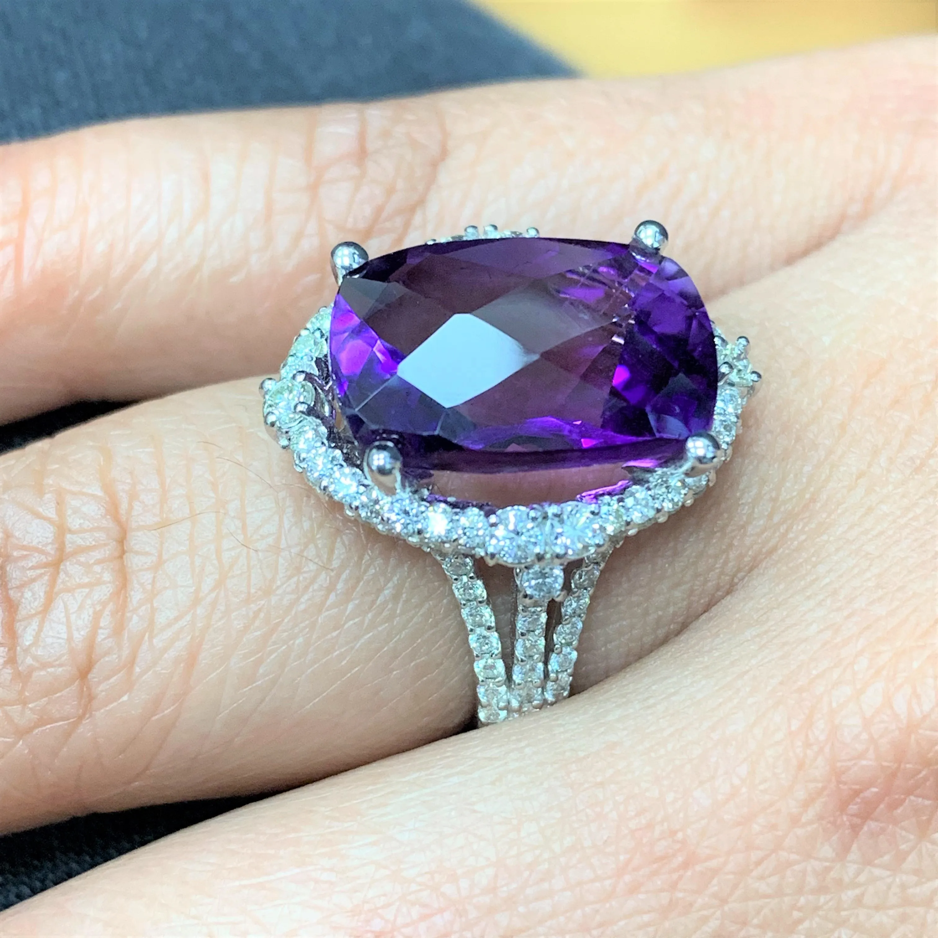 Purple Crush Amethyst Ring (10.47 ct Amethyst & Diamonds) in White Gold