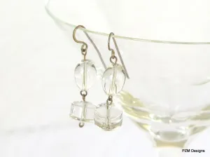 Quartz Crystal Drop Earrings, Gemstone Quartz Earrings, Gift for Her