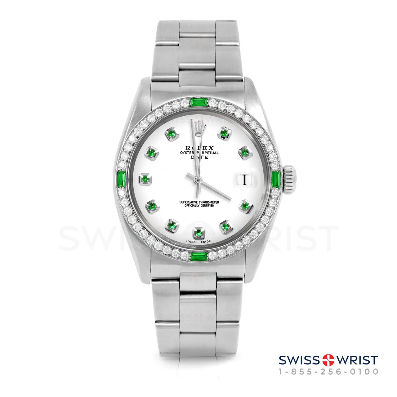 Rolex Date 34mm | 1500-SS-WHT-EMD-AM-4EMD-OYS