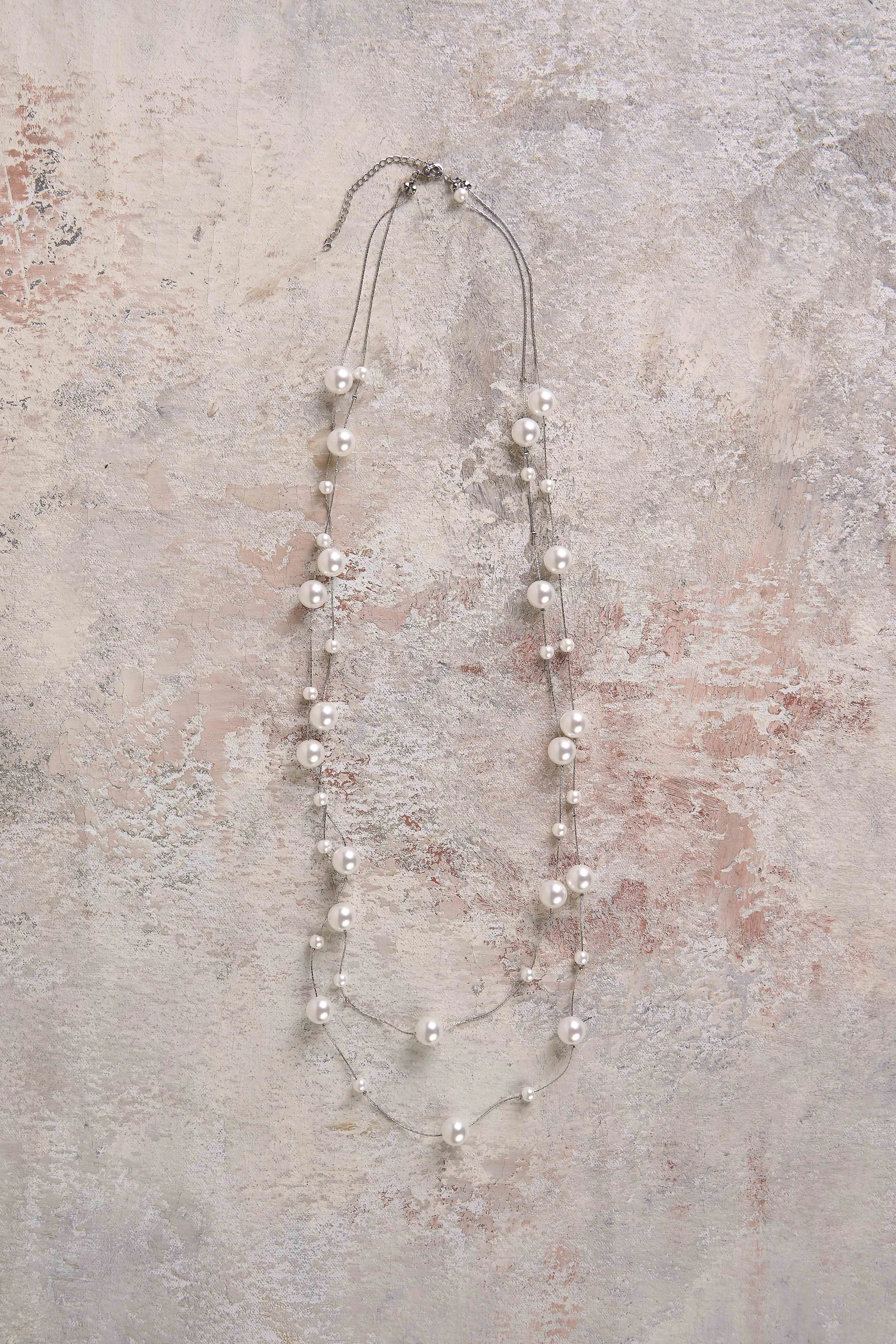 Satellite Pearl Necklace - Silver