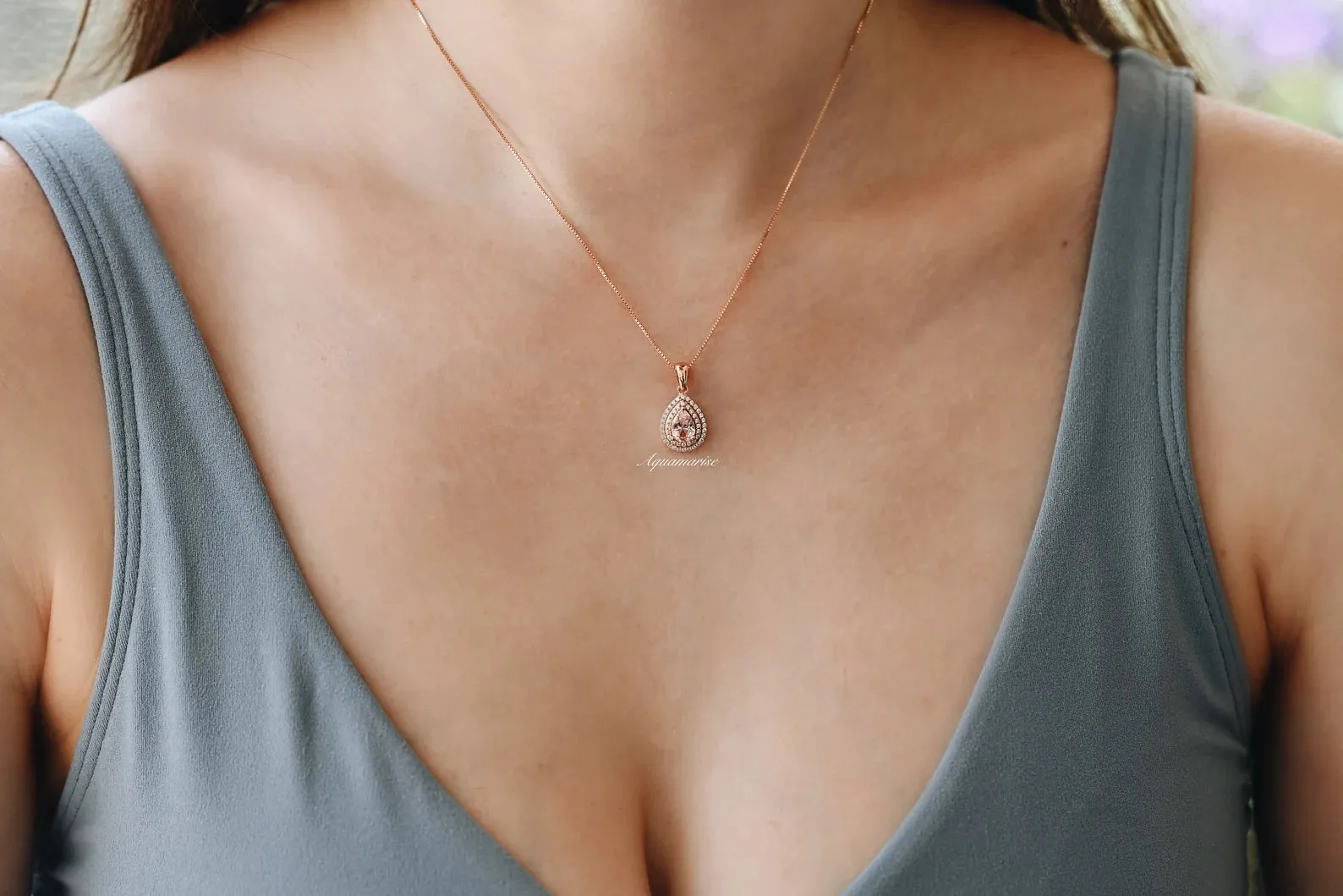 Scarlett Morganite Necklace- 14K Rose Gold Vermeil