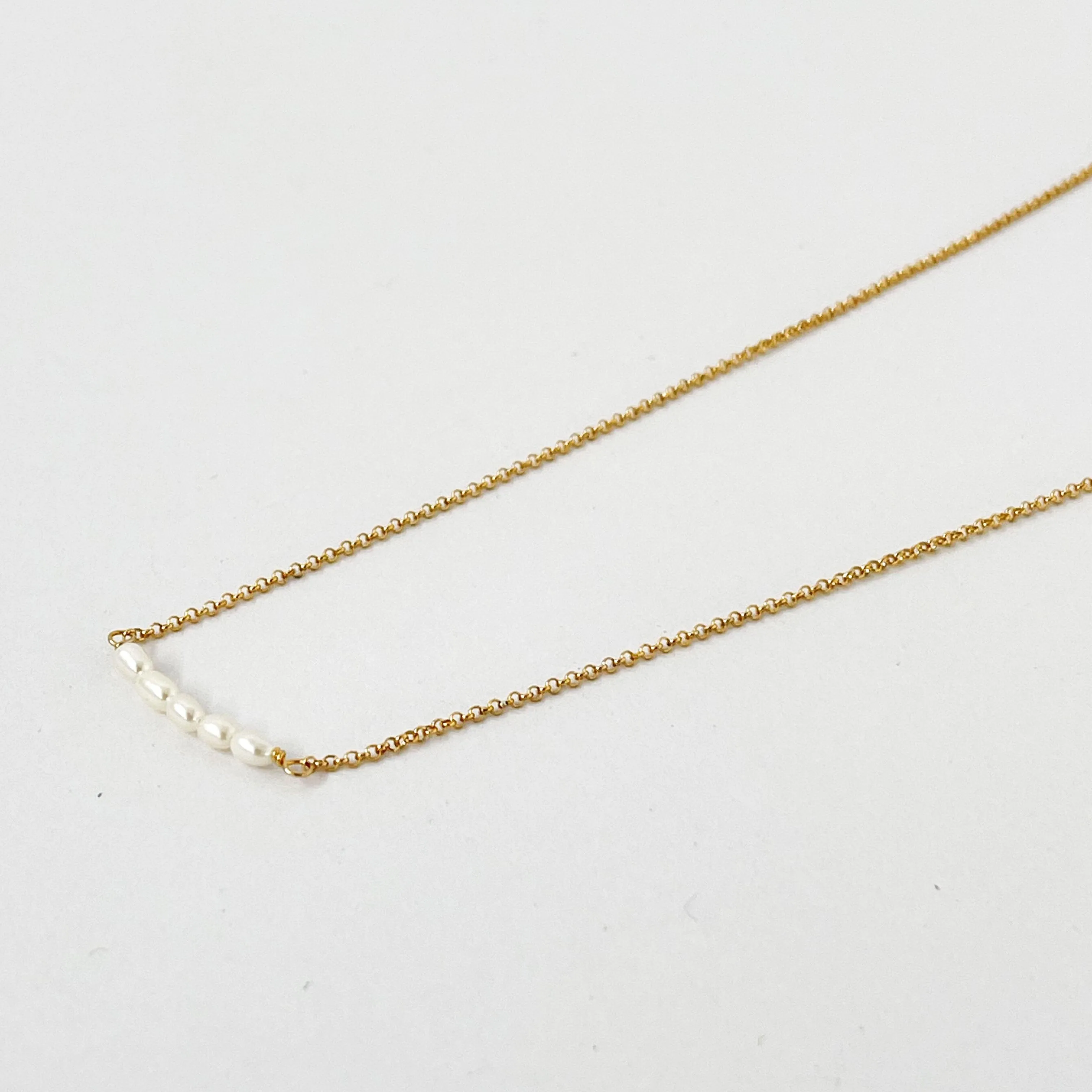 Seed Pearl Necklace on Gold Plate