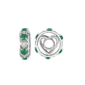 Silver & Emerald Heart Wheel Charm S091E