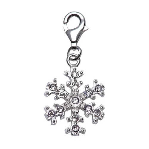 Silver and Crystal Gemstone Snowflake Charm