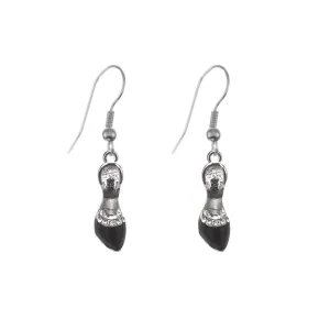 Silver Black Heel Shoe Charm Dangle Earrings