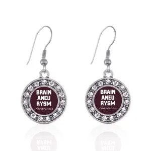 Silver Brain Aneurysm Awareness Circle Charm Dangle Earrings