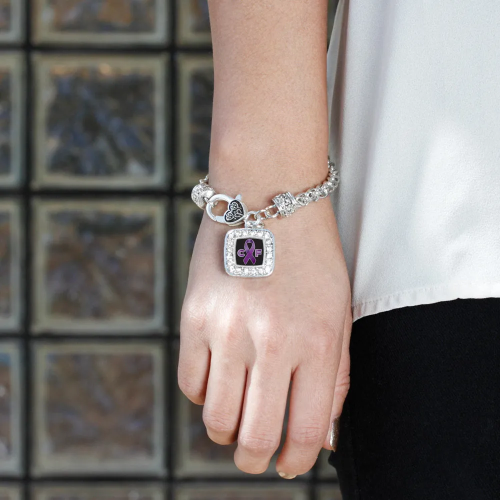 Silver Cystic Fibrosis Square Charm Braided Bracelet