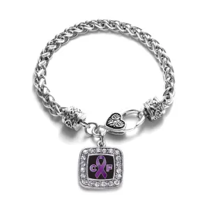 Silver Cystic Fibrosis Square Charm Braided Bracelet