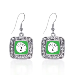 Silver Drunk Two Square Charm Dangle Earrings