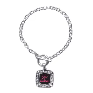 Silver Godmother Square Charm Toggle Bracelet