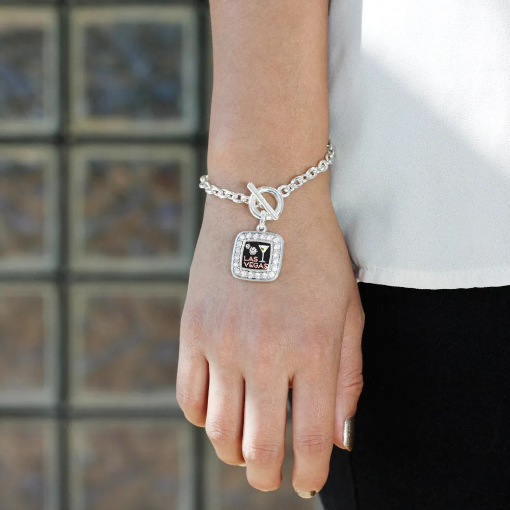 Silver Las Vegas Square Charm Toggle Bracelet