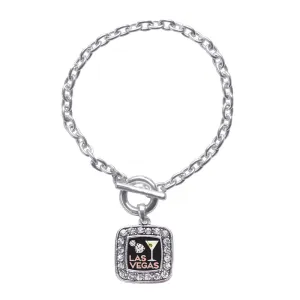 Silver Las Vegas Square Charm Toggle Bracelet