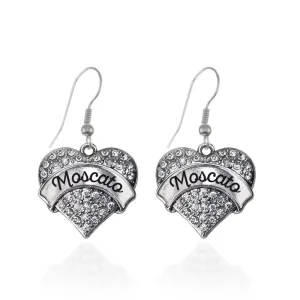 Silver Moscato Pave Heart Charm Dangle Earrings