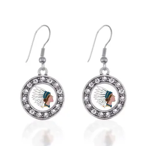 Silver Native American Circle Charm Dangle Earrings