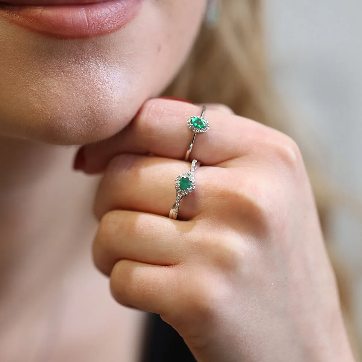 Silver Sweet Treat Emerald & Diamond Ring