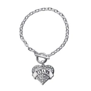 Silver Titans Pave Heart Charm Toggle Bracelet