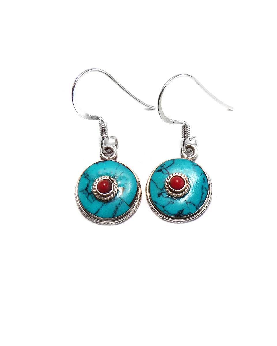 Small Round Tibetan Earrings