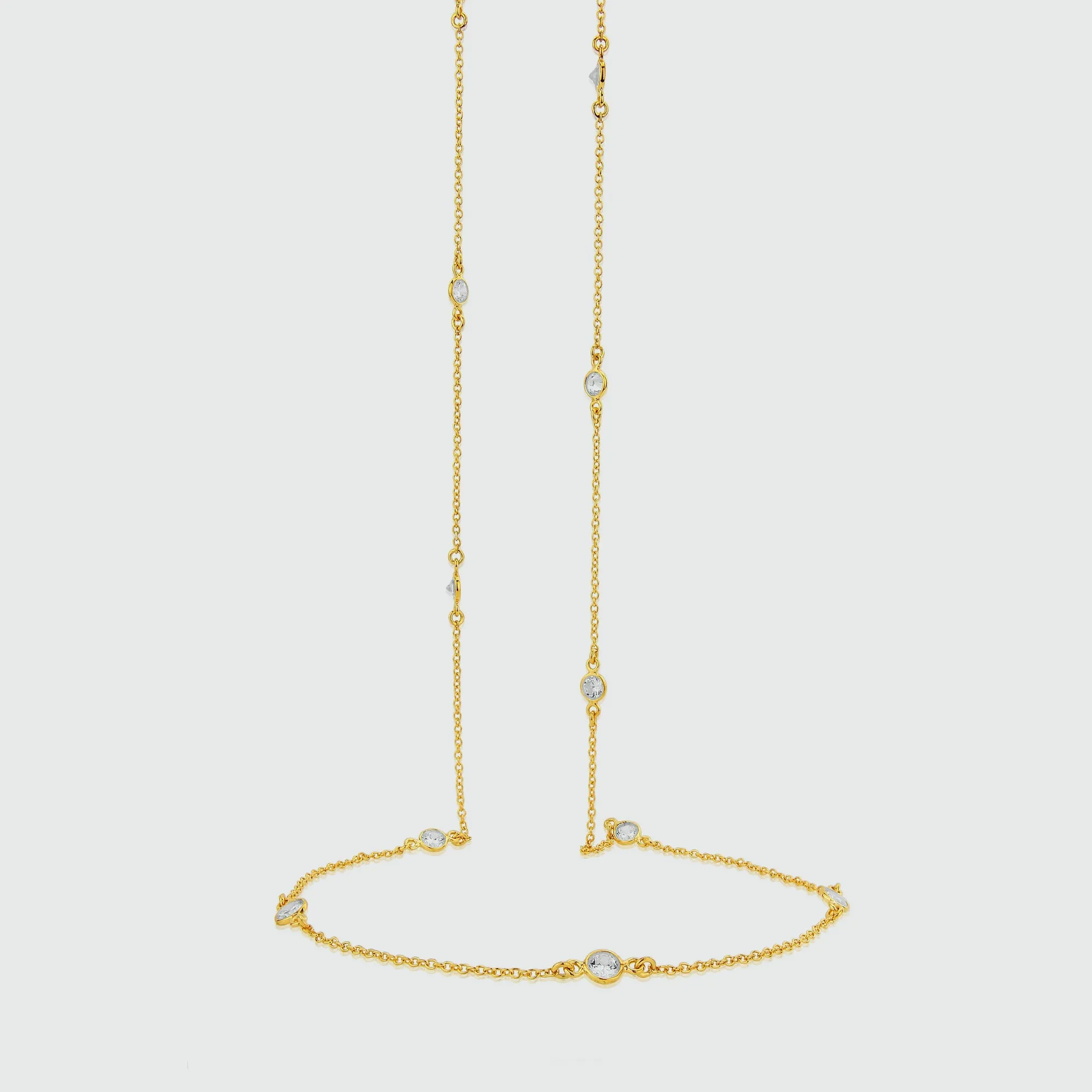 Sofia 34" 18ct Yellow Gold Vermeil & Cubic Zirconia Long Necklace