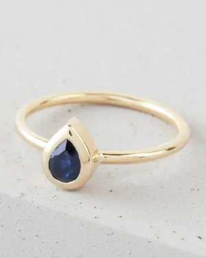 Solid Gold Heirloom Pear Sapphire Ring