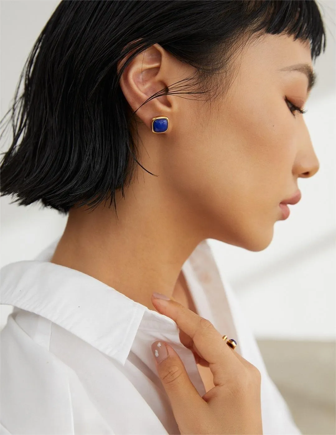 Square Natural Lapis Lazuli Earrings