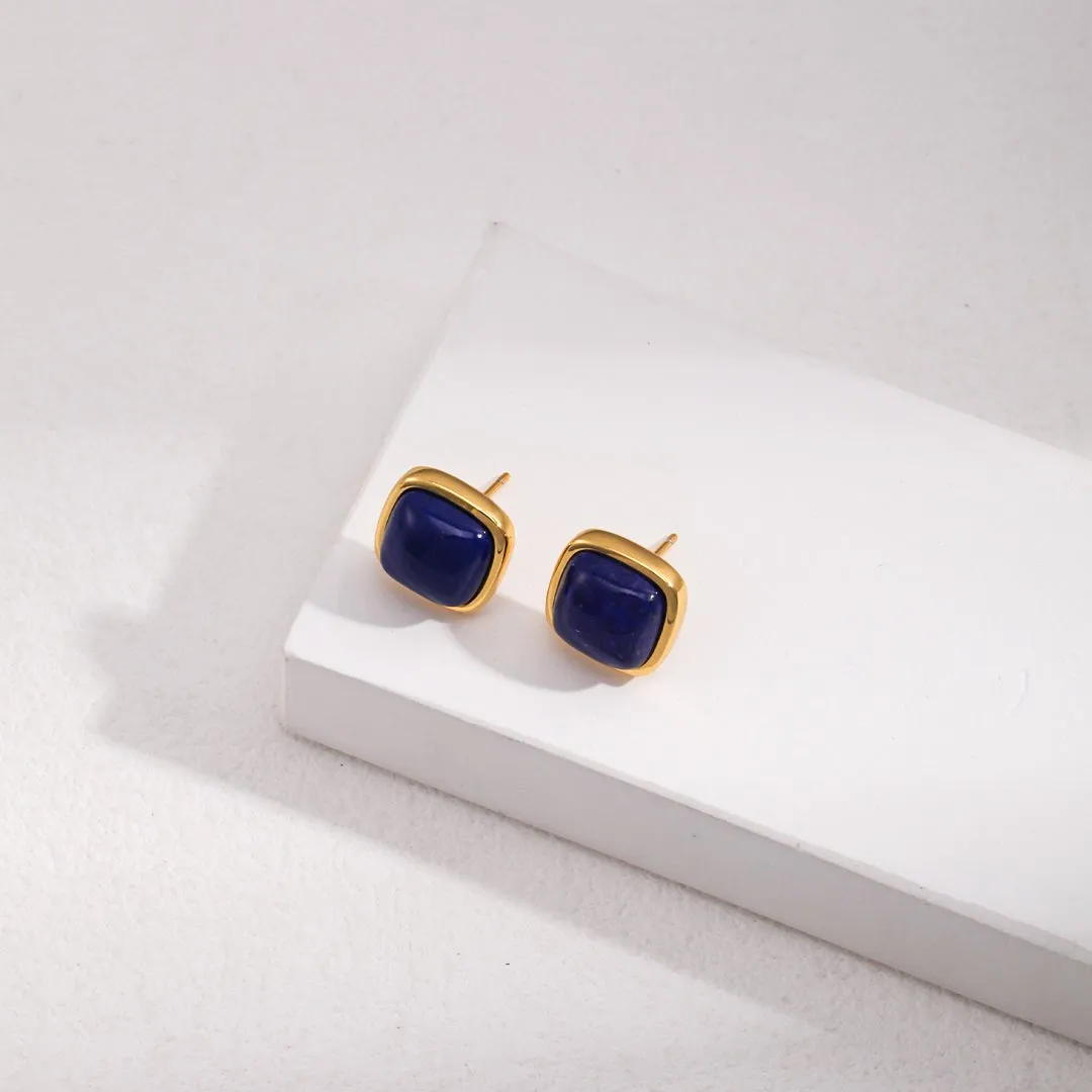 Square Natural Lapis Lazuli Earrings