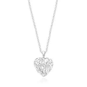 Sterling Silver Diamond Set Heart Necklace Pendant