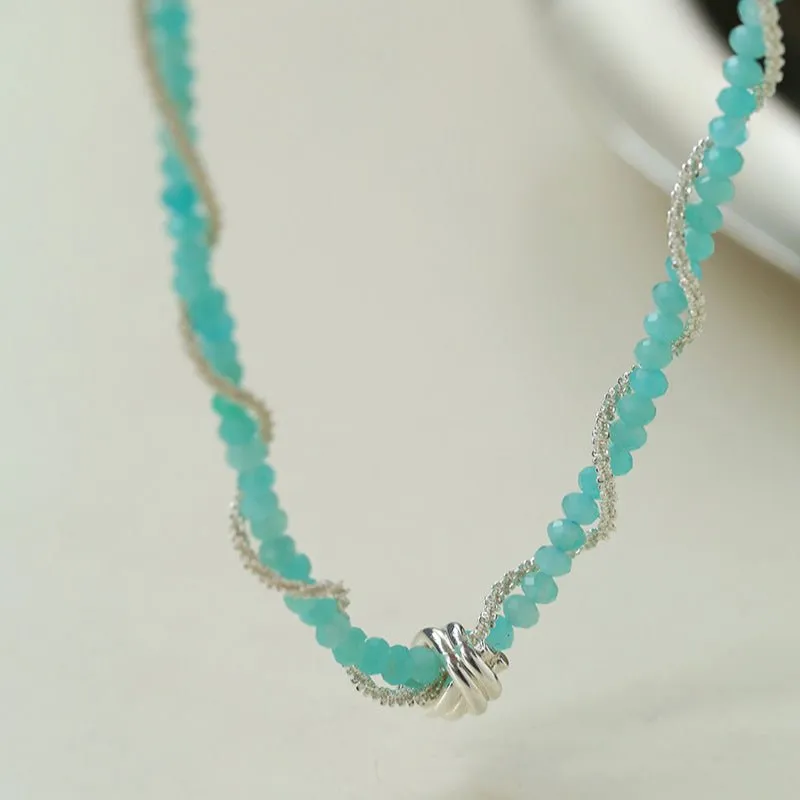 Stylishly Designed Chain Entanglement Gemstone Necklace-Gemstone