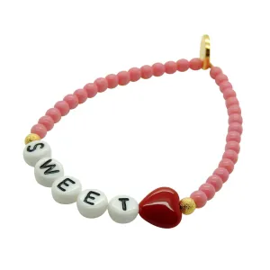 Sweetheart Alphabet Charm Glass Bead Bracelet