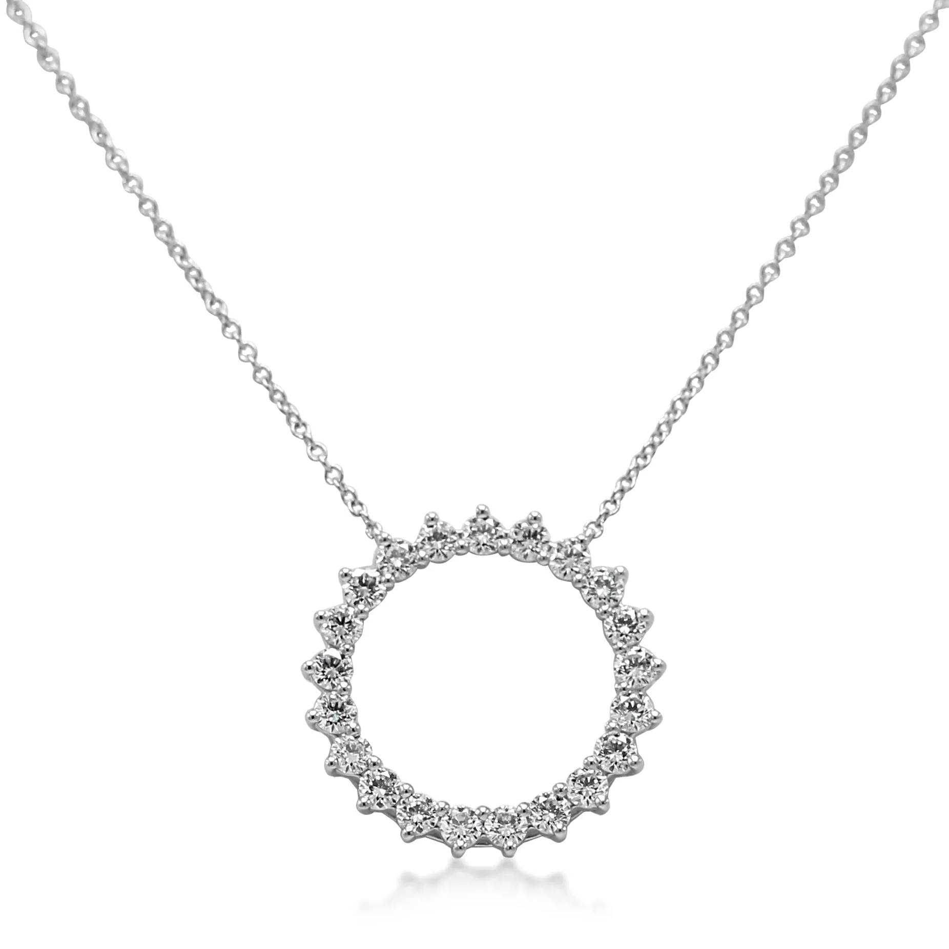 Tiffany Platinum Diamond Set Open Circle Pendant On Chain