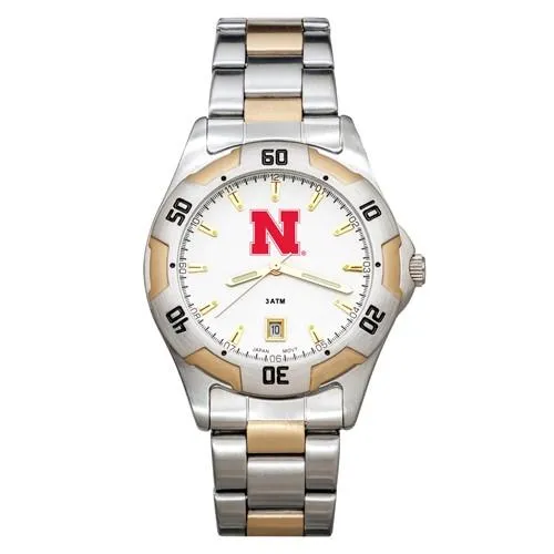 University of Nebraska All Pro Mens Watch - Gold and Silver Tone - Bracelet