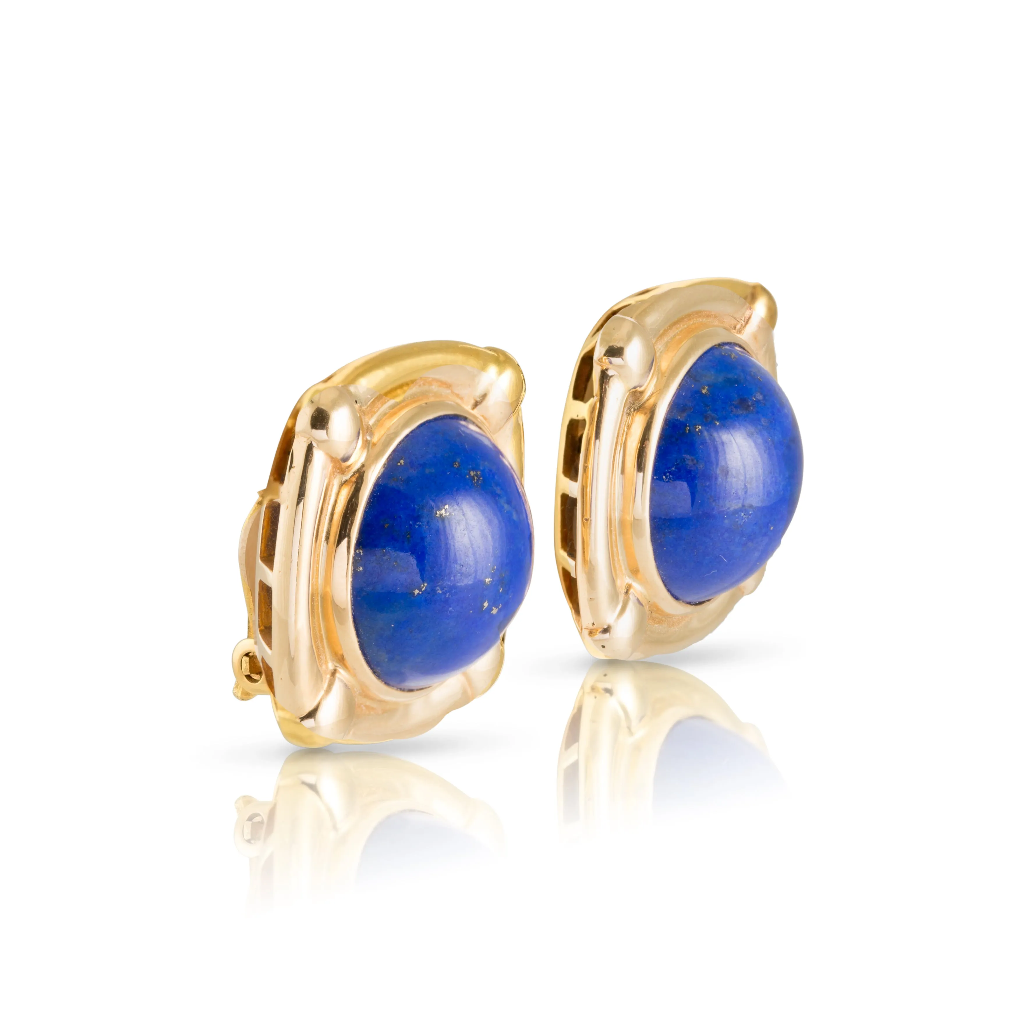 Vintage Lapis Lazuli Earrings In 18ct Gold Square Frames