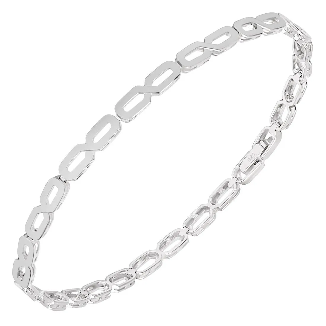 Vivid Rhodium-Plated 925 Sterling Silver Men's Chain Bracelet (One Size)