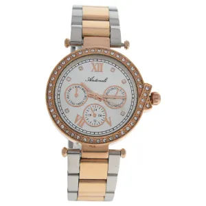 Watch Woman Antoneli Movement Quartz Case White 33mm and Bracelet Rose Silver Made in Steel AL0519-03